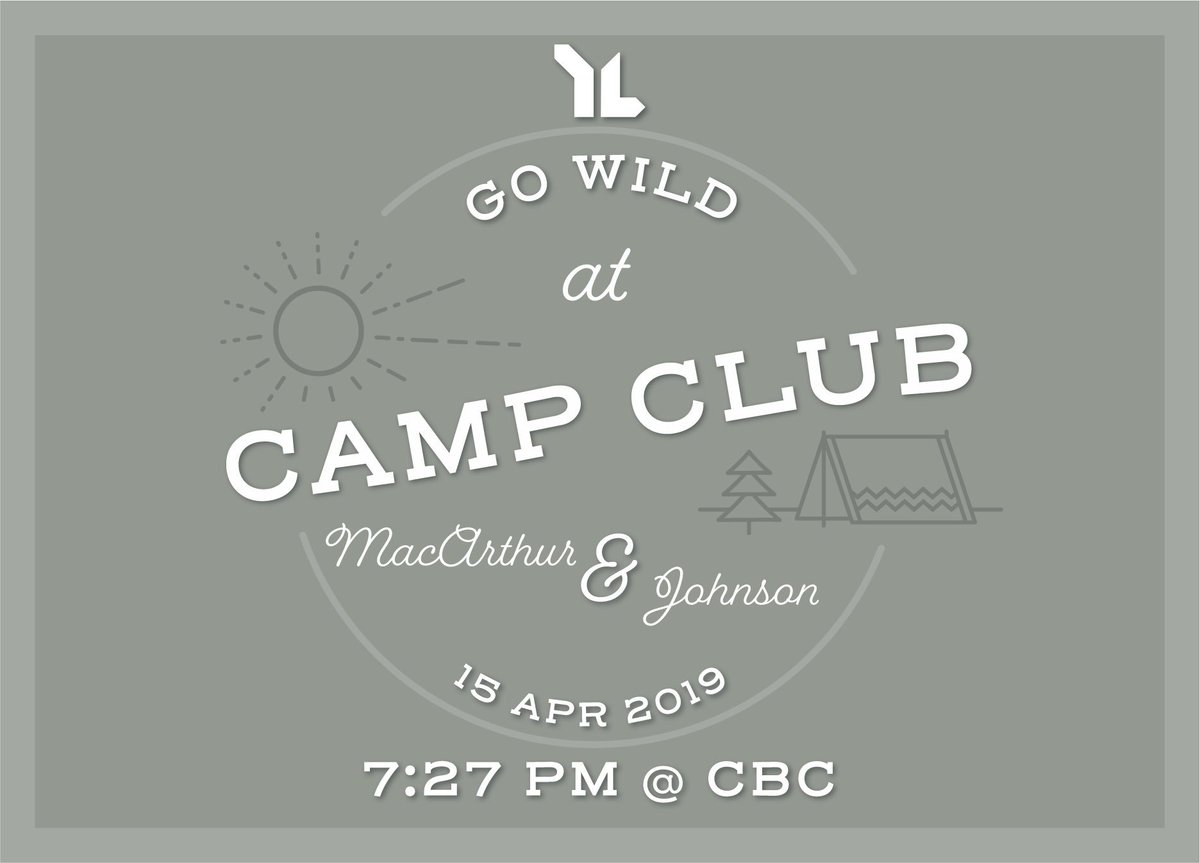 YoungLifeMac's tweet photo. Camp Club TONIGHT!!! See ya there in your chacos and camp gear. 7:27 at CBC🌲🌳🐻 https://t.co/2Ehlq6nGVU