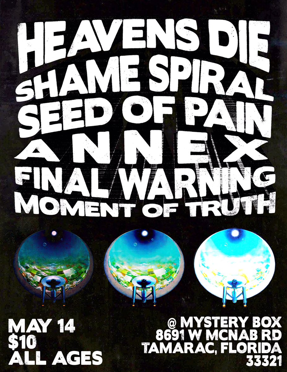 A South Florida show I put together happening next month. Just announced! New venue! $10!

If you live in SFL and wanna help flyer for this message me. retweet to share around