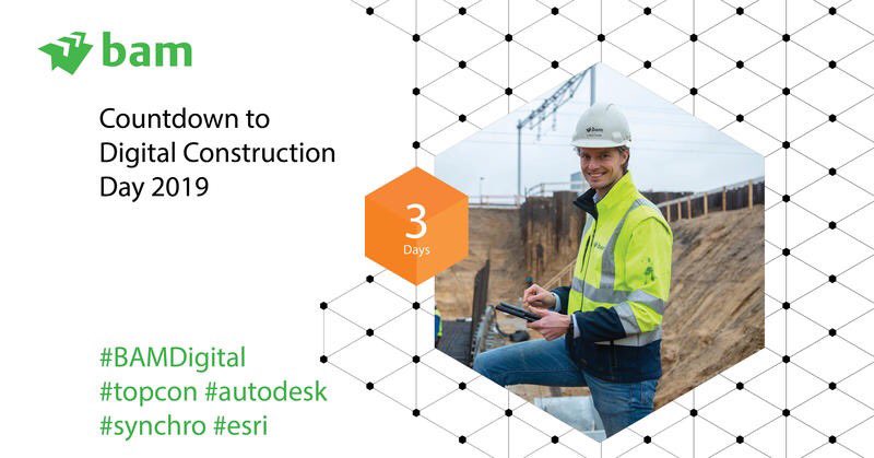 BAM omarmt digitale werkmethoden. En wie hebben we daarvoor nodig? Juist ja, onze medewerkers. En daarom organiseren wij op 18 april a.s. de Digital Construction Day voor onze medewerkers #BAMDigital <a href="/Topcon_NL/">Topcon NL</a> <a href="/autodesk/">Autodesk</a> <a href="/esrinederland/">Esri Nederland</a> <a href="/Synchro4D_nl/">Synchro4d.nl</a>