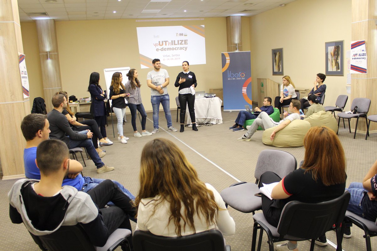 NGOLibero's tweet photo. yoUThILIZE e-democracy training was held in Vršac, Serbia, from 8th till 14th April 2019. During this seminar participants from all around Europe had a chance to learn how to create new methods and approaches for e-participation and e-democracy. https://t.co/3hQ2POAaQs