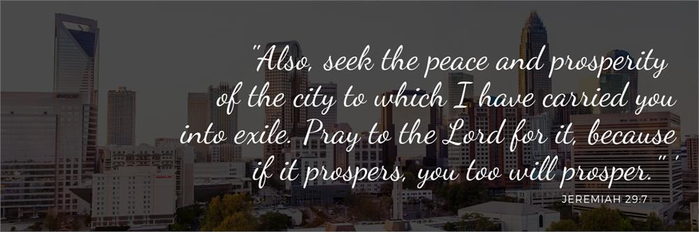 As you may have already heard, there was recently an officer involved shooting in Charlotte along Beatties Ford Road. During times like this it is important for the Church to be prayerful and present, living out our biblical calling to be peacemakers and reconcilers in our city.