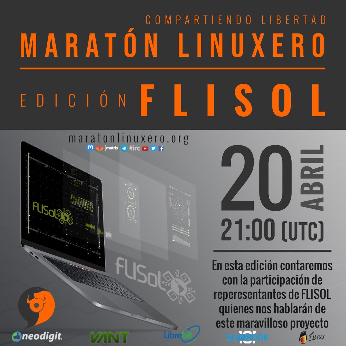maratonlinuxero (@maratonlinuxero) on Twitter photo #Sorteo <a href="/maratonlinuxero/">maratonlinuxero</a>! Gracias a las aportaciones de nuestros patrocinadores <a href="/Neodigit/">Neodigit</a> <a href="/vantpc/">VANT</a> <a href="/SlimbookEs/">Account inactive, new account: @SLIMBOOK</a> <a href="/librebit/">librebit</a> y <a href="/linuxespanol/">Linux en español</a> volveremos a sortear 4 packs de regalos en una nueva emisión de #MaratonLinuxero edición #FLISOL2019. Atent@!!! #CompartiendoLibertad #Sorteo <a href="/maratonlinuxero/">maratonlinuxero</a>! Gracias a las aportaciones de nuestros patrocinadores <a href="/Neodigit/">Neodigit</a> <a href="/vantpc/">VANT</a> <a href="/SlimbookEs/">Account inactive, new account: @SLIMBOOK</a> <a href="/librebit/">librebit</a> y <a href="/linuxespanol/">Linux en español</a> volveremos a sortear 4 packs de regalos en una nueva emisión de #MaratonLinuxero edición #FLISOL2019. Atent@!!! #CompartiendoLibertad