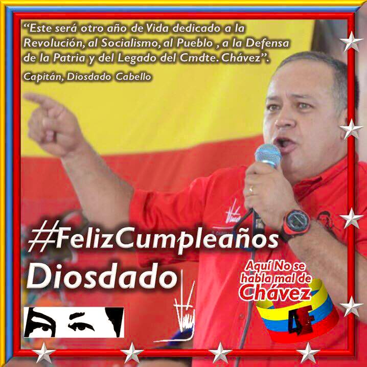 @acturiana1 @dcabellor @NicolasMaduro @taniapsuv @pavitazanahoria @1ChavistaMaduro @MariaVillavizar @Chavinella @Heryrevi @acturiondigital ¡Feliz cumpleaños camarada @dcabellor! 🎉🎊🎁 que Dios y la revolución siempre guíe sus pasos💪 HLVS 
#FelizCumpleañosDiosdado @danicabello11  #SemanaSantaSegura2019