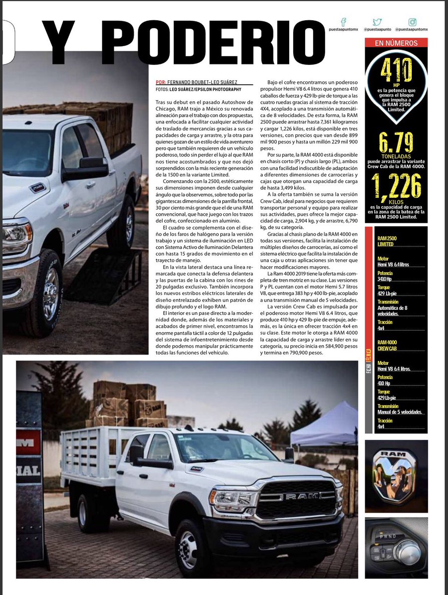 CeballosMex's tweet photo. No se pierdan el suplemento de autos @puestaapunto de esta semana en el periódico @unomasunomx #LosExpertosOpinan de las Nuevas @RAM_MX 2500 y 4000 Heavy Duty de @FCAMexico “Potencia con Clase” Gracias Fer Boubet https://t.co/qt4V0JPoxE