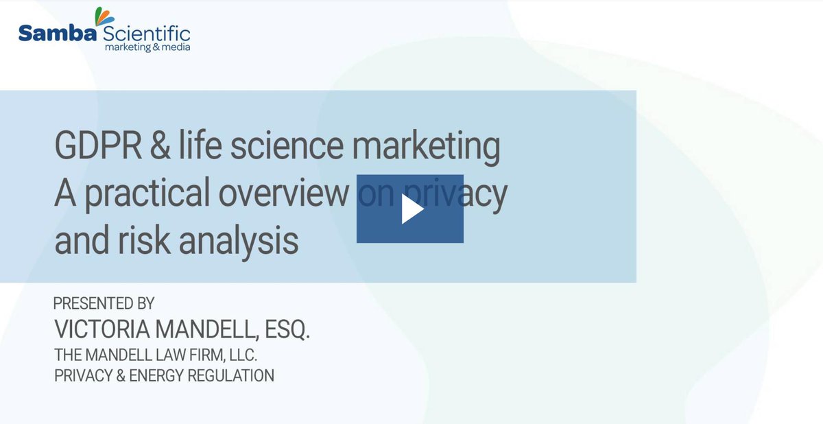 sambasci's tweet image. We all know the importance of protecting customer data, but do you know the specifics about how to go about it? Get a foundational understanding of #GDPR with this webinar from Samba Scientific and The Mandell Law Firm. #dataprivacy #datalaws #DPA hubs.ly/H0h3_6L0