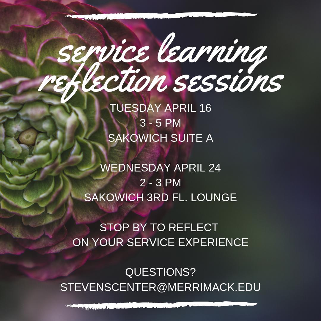 MCStevensCenter's tweet photo. Reflection sessions start tomorrow! Stop by to earn an additional service hour this semester + learn about more opportunities to catch up on your hours. See you there! #responsiblewarrior #merrimackcollege https://t.co/JDTZ6ITrd3