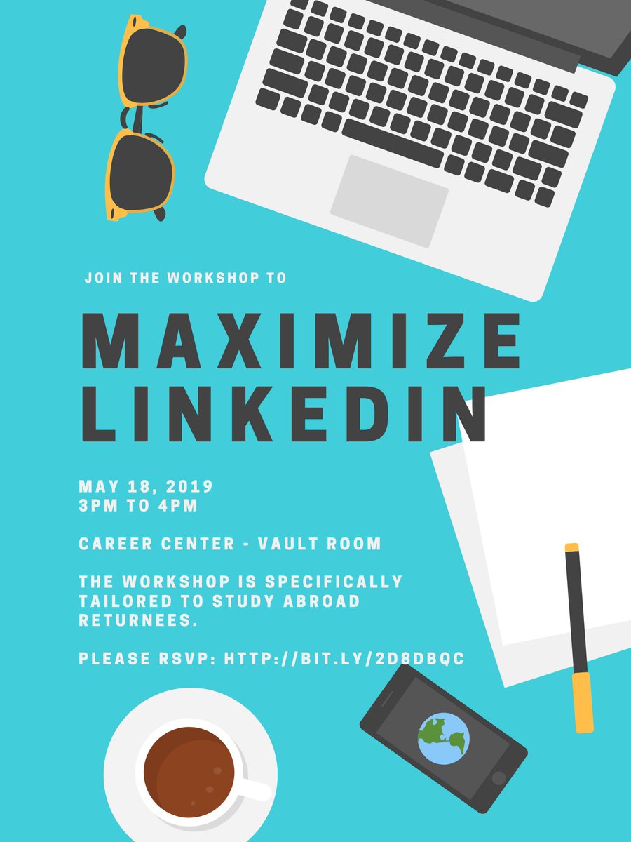 OPEN TO ALL STUDY ABROAD ALUMNI! Your experience is a great tool for professional development, come learn how to use it.

RSVP: bit.ly/2D8dBQc
✏️
@sacstate @sacstatecareer @LinkedIn
✏️
#CareerReadiness #MadeAtSacState #LinkedInWorkshop #Stingersup!