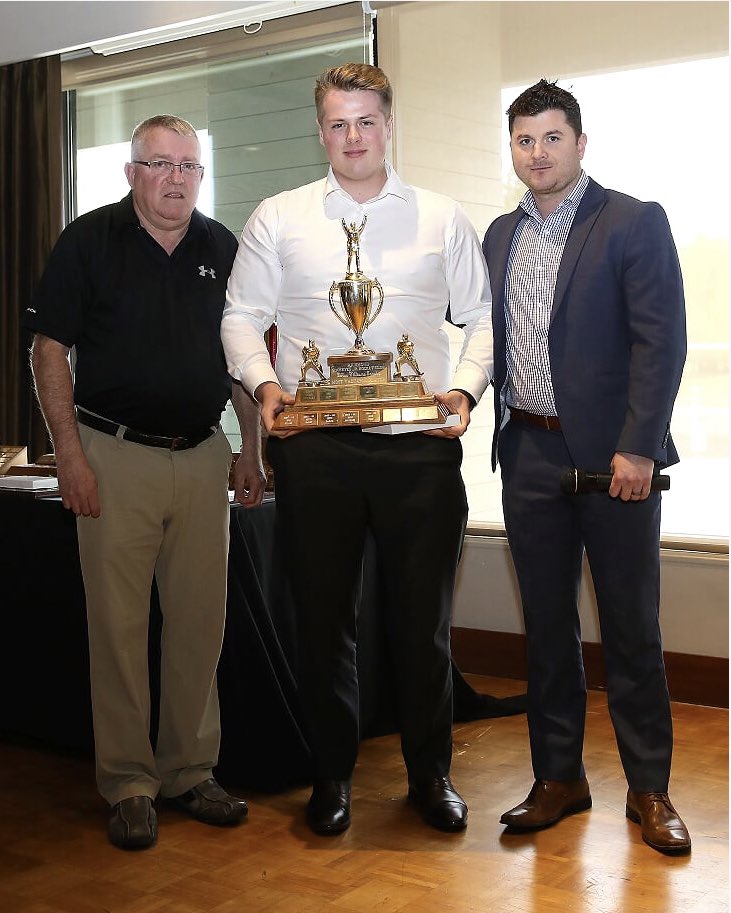 RSockeyes's tweet image. Congrats to Jeremy Kelleway for winning the Richmond Sockeyes MVP for 2018-2019.

Jeremy had a 1.91 GAA, league leading 23 wins, .938 Save %, and 7 shut outs!  Congrats Jeremy! #PJHL