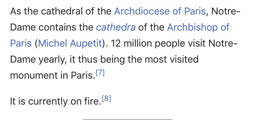 nalanaheem's tweet photo. Wikipedia providing up-to-the-minute updates on #NotreDame https://t.co/leNI8ncFed