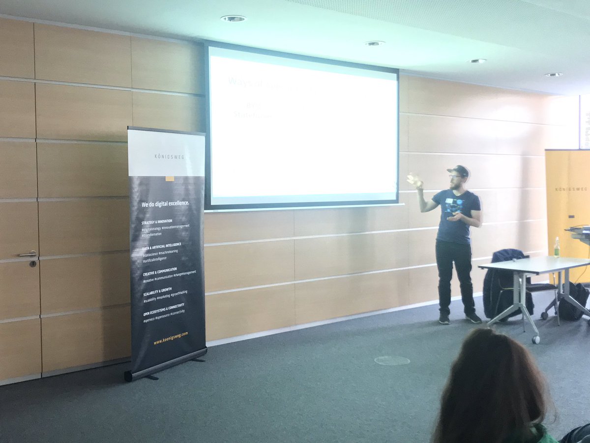 dockermannheim's tweet photo. "Challenges of running databases in containers" #meetup @dockermannheim @unterstein @hendorf #koenigsweg https://t.co/PGbjldQSly