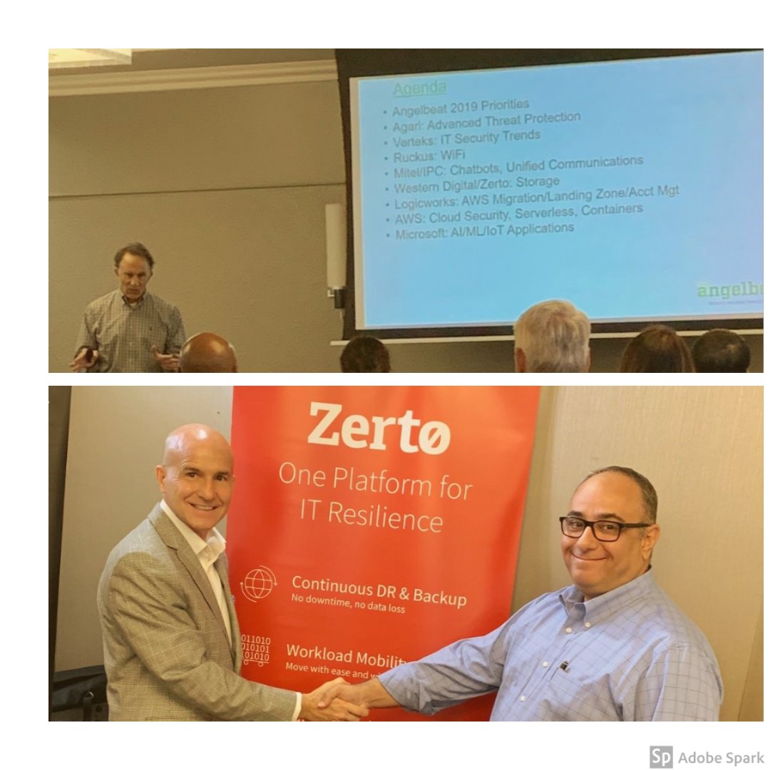 Had an incredible time .@Angelbeat Fort Lauderdale today. Great opportunity for us to talk #security, #disasterrecovery and #cloud management. Always enjoy spending time with our <a href="/Zerto/">Zerto</a> partners!