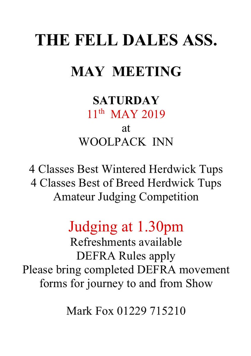 May Meet (Tup Fair) date set