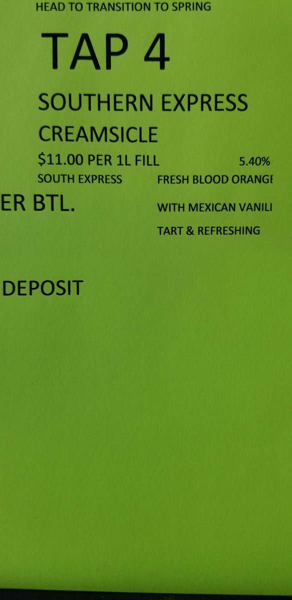 Freshly Squeezed whoops I mean Tapped from Siding 14 
Southern Express Creamsicle 
Fresh light tart blood orange taste with Mexican vanilla for a bit of sweetness 
#craftbeer #supportlocal