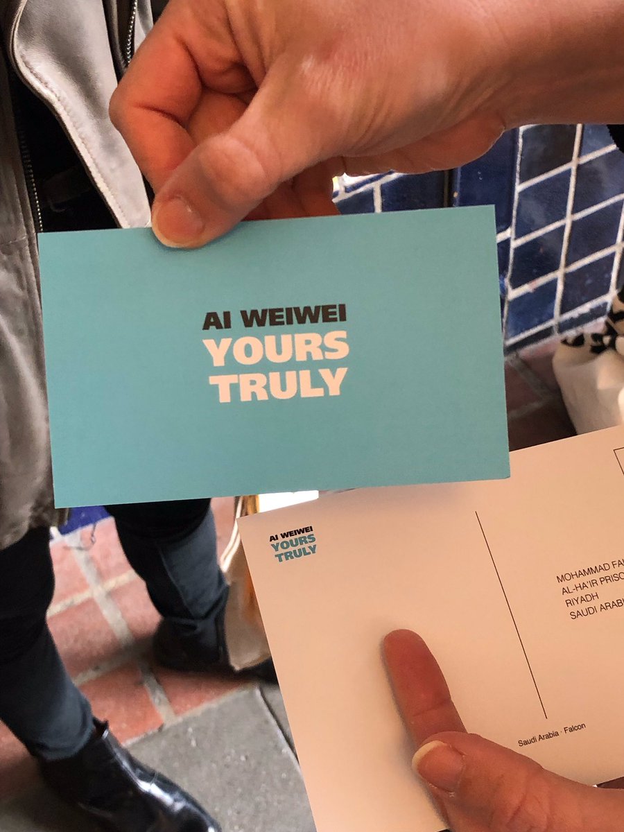 Cards were handed out to send letters (she can’t get postcards) See @ChelseaResists for more details. There also were postcards handed out & collected for political prisoners in Saudi Arabia, Vietnam, & other countries. yourstrulyfilm.com