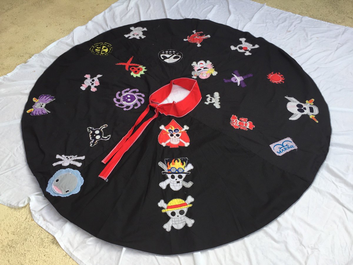 SandraCorke1's tweet photo. One Piece anime Jolly Rogers Skirt is done.  Each Jolly Roger is handmade #onepieceanime #jollyroger #pirates #handmade https://t.co/t9VCtzsbPb