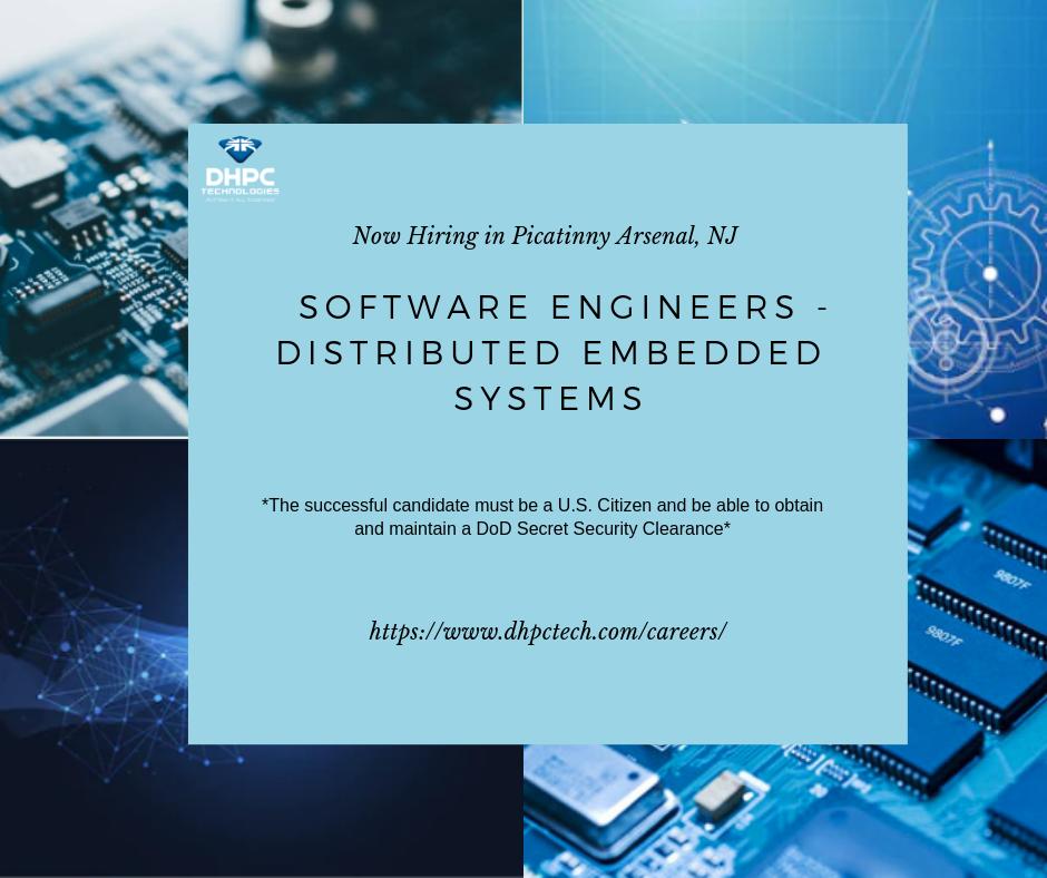 DHPC_TECH's tweet image. DHPC Technologies has an exciting position available for a Software Engineer – Distributed Embedded Systems at Picatinny Arsenal, #NewJersey. 

If interested, apply now or refer a friend! dhpctech.com/jobvite/?p=job…

#software #engineer #DHPC #Technologies