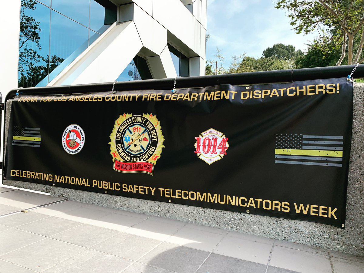 LACoFD911's tweet photo. Thank you Local 1014 for your support! This week we will be posting all the activities we are having for our Dispatchers to celebrate National Public Safety Telecommunicators Week 2019. #Local1014 #LACoFD #LACountyFire #Dispatch #Dispatcher #ThinGoldLine #911Dispatcher #NPSTW https://t.co/y0CT1bSlDm