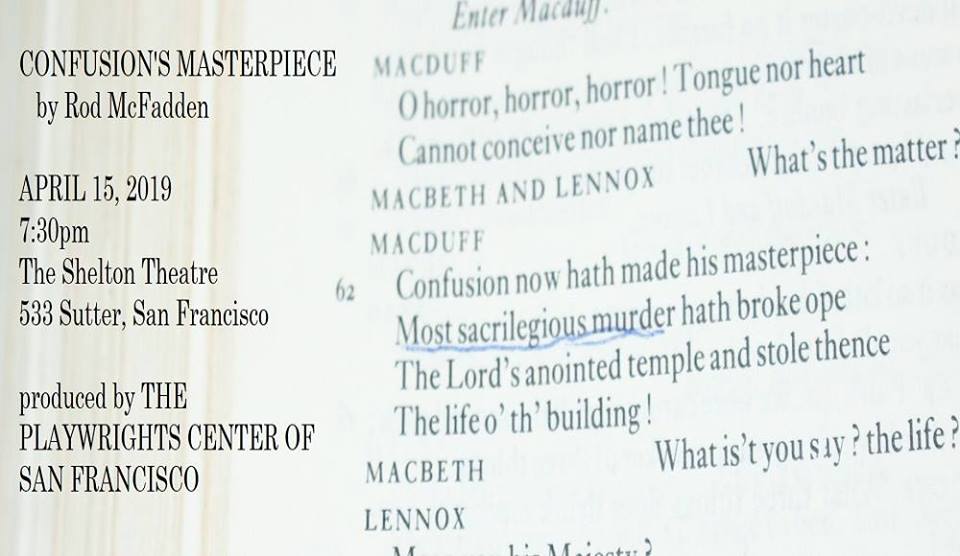 Our reading series concludes TONIGHT with Rod McFadden's CONFUSION'S MASTERPIECE, a tale of intrigue, deception, jealousy, ambition and adultery. 7:30 PM at the <a href="/SheltonTheater/">Jo</a>, 533 Sutter St. Hope to see you there! #newplay #theatre
