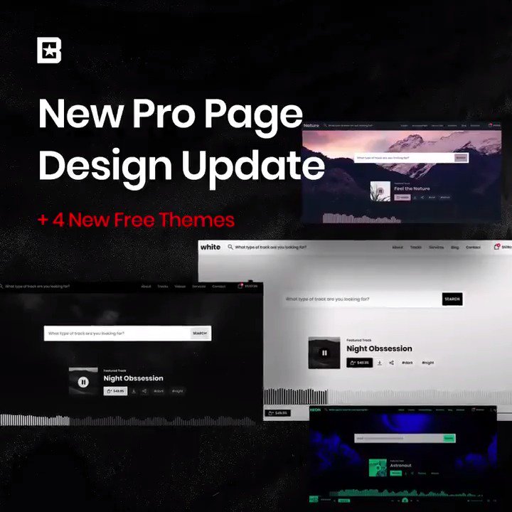 #BeatStars is excited to announce a NEW #ProPage Design + Four NEW Themes ๐ฅ๐๐ฑ
Info ๐ http://bit.ly/newpropageย