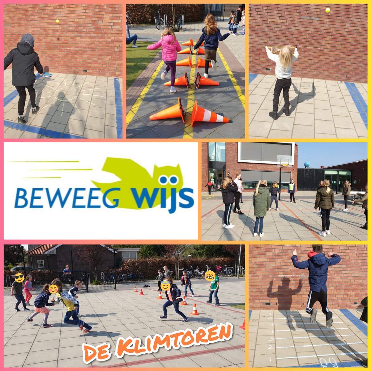 Nog even alle zenuwen uit ons lichaam bewogen tijdens @BeweegWijs. Morgen is het zover; de CITO toets. Tip: ga in de pauze lekker naar buiten en speel bijv. een tikspel (of andere beweegactiviteit) zodat je na de pauze fris &amp; fruitig weer verder kan. Heel veel succes allemaal! 🍀