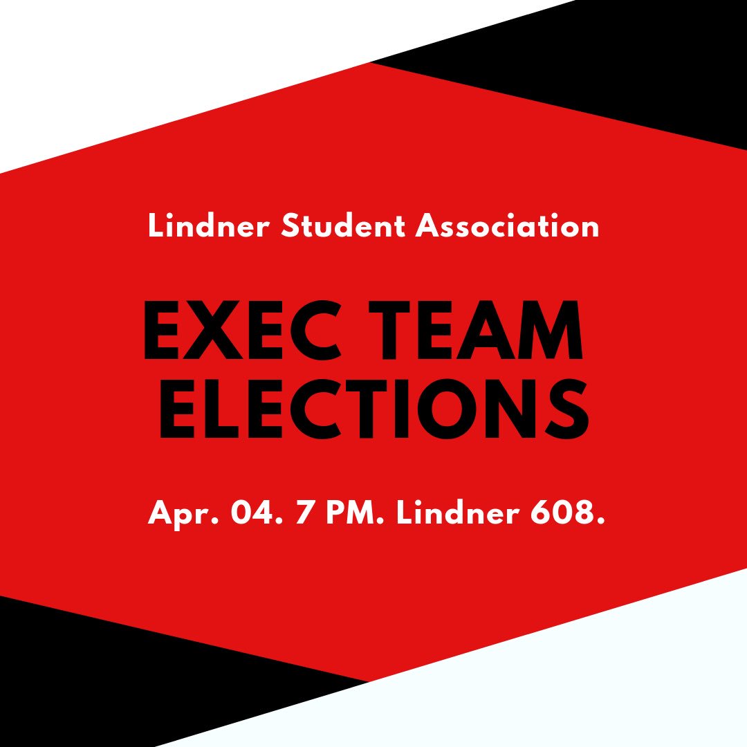 Exec Team Elections are TONIGHT in Lindner 608 at 7 PM! Come out and enjoy some mac shack as we listen to some awesome candidates and then vote! For more details about who is running, check out our Instagram story!
