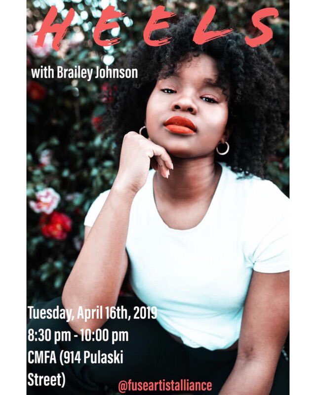cmfaonline's tweet photo. Join @fuseartistalliance for class tomorrow night! Heels with Brailey Johnson begins at 8:30 in the CMFA Artspace! 👠👠 https://t.co/BFcRy2GU4r