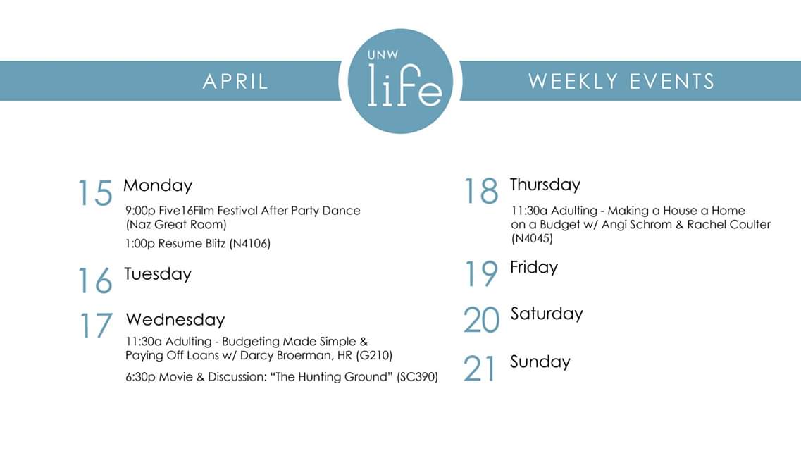 UNWLife's tweet image. Have a look at what's going on on campus this week!!!