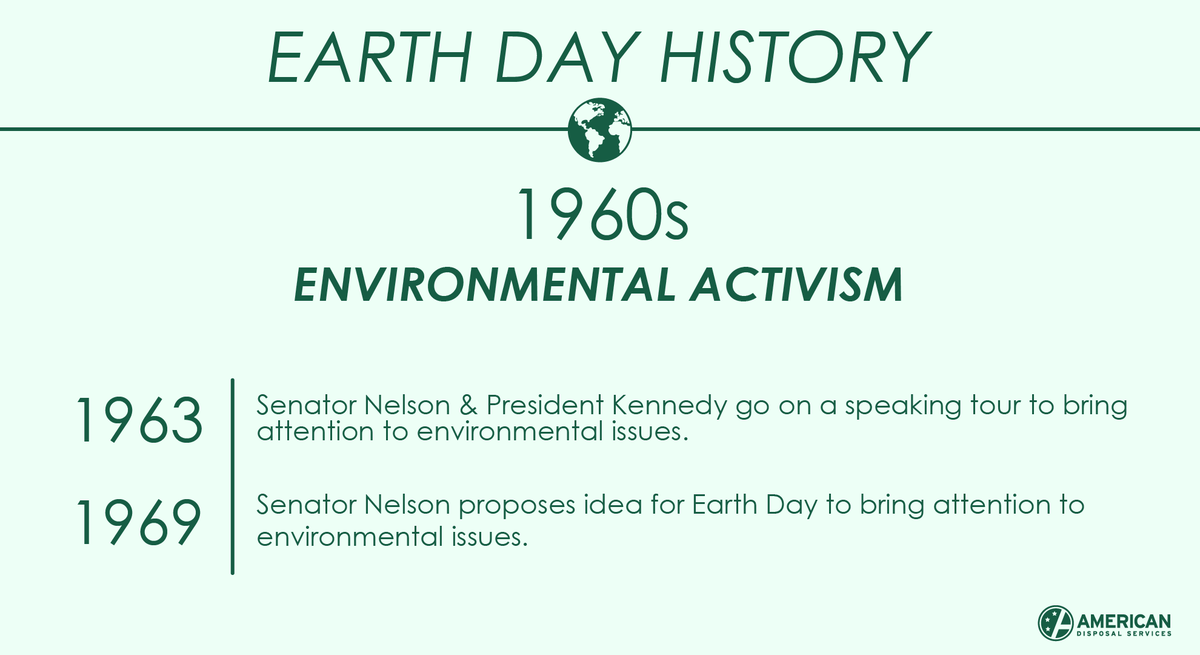 AmDisposal's tweet photo. Next Monday is #EarthDay ! To celebrate, we are detailing Earth Day History all week!

We have Earth Day thanks to President Kennedy and Senator Nelson's environmental activism. https://t.co/2TnsPb8r44