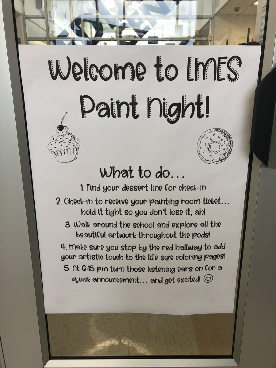 MrPenn31's tweet photo. Awesome community event! @LyonsMill Explorer Paint Night hosted by our Art teachers @mrsbruchey and Ms. Trent. Families painted their own delicious treats, cupcakes or doughnuts!! #TeamLMES https://t.co/eZPO4U0xU0