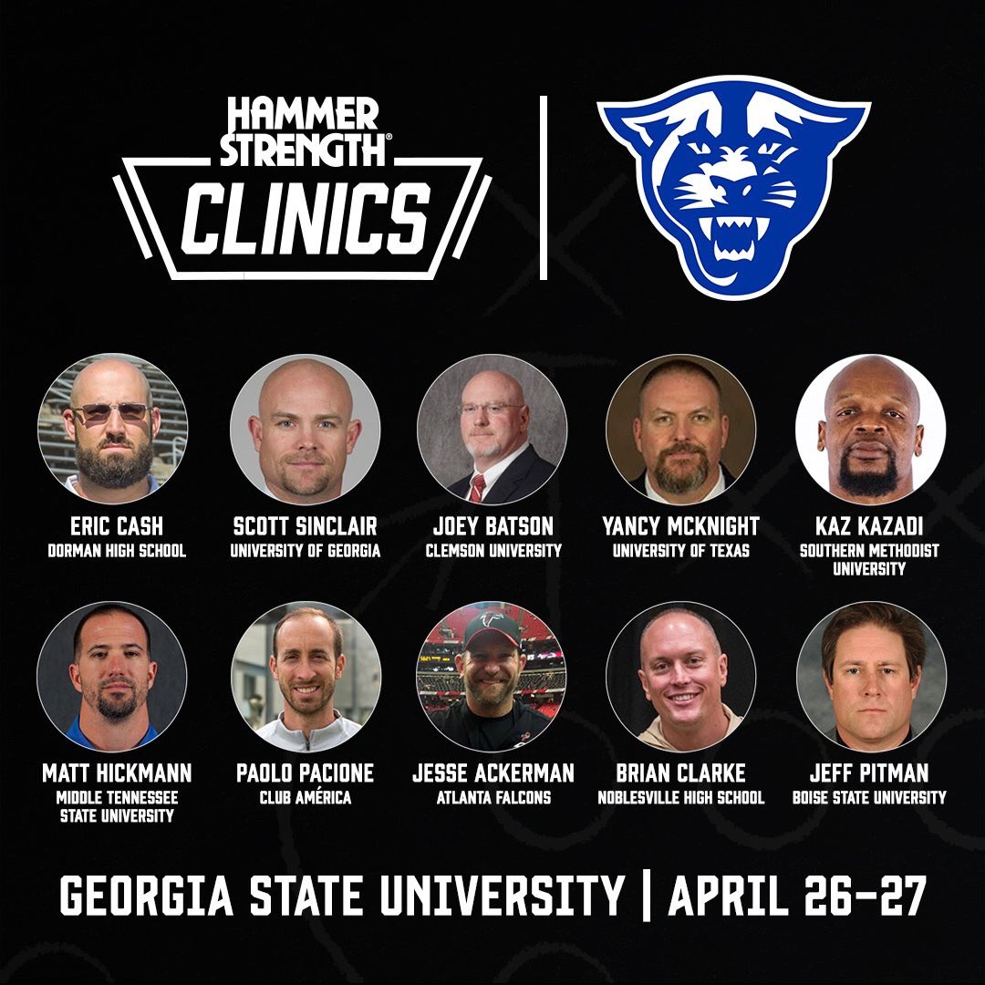 dormanstrength's tweet photo. Big time clinic next wknd with @HammerStrength hosted by @GeorgiaStateFB Strength Coach John Sisk and his staff! Lucky to be a part of it! 🤔 there will be some major knowledge 💣 💣 💣 #ACC #SEC #BIG12 #SUNBELT #MWC #NFL #AAC & ✌🏼@NHSSCA Coaches #HOOSIERCROSSROADS #REGION2AAAAA https://t.co/v7xJ7ap0bH