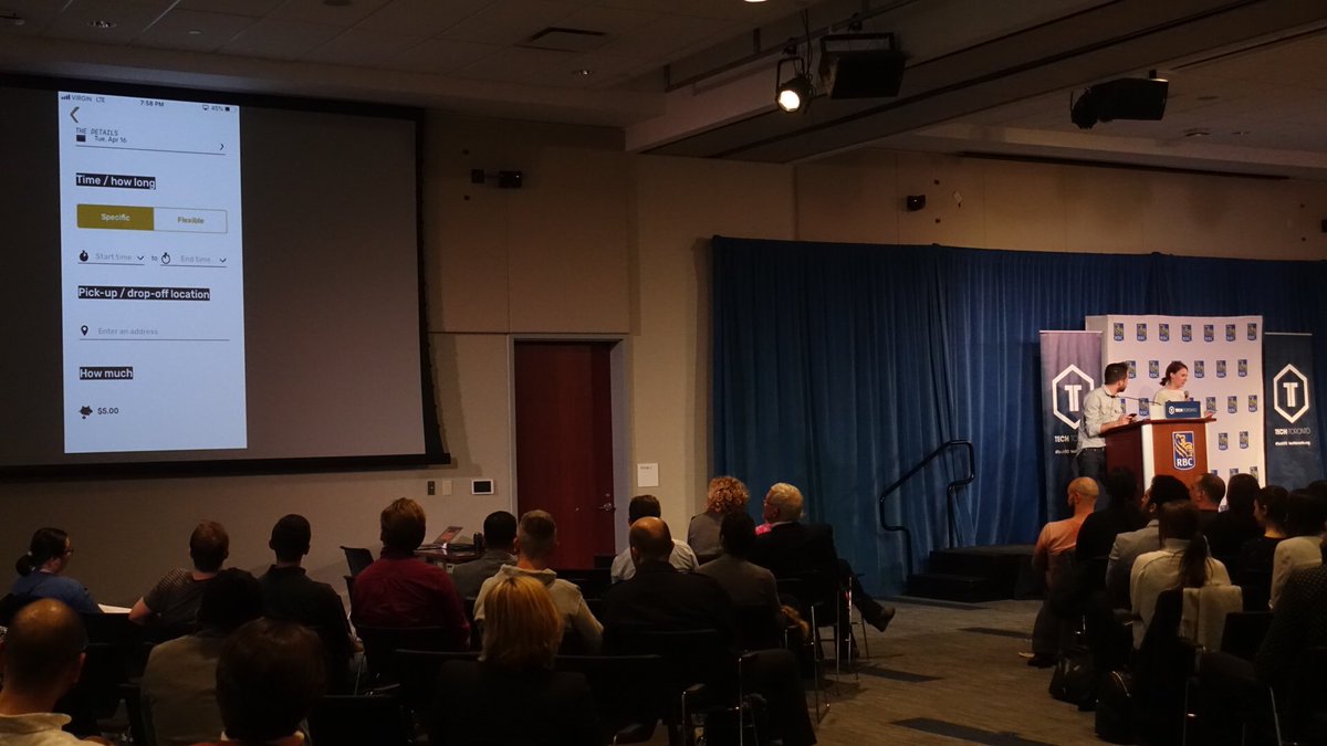 TechTO's tweet image. DEMO of the month at #TechTO is @gethoundr, they’re taking us into a deep dive of their app which connects dog owners to their neighbours who are interested in dog sitting. 🐶 #dogtech