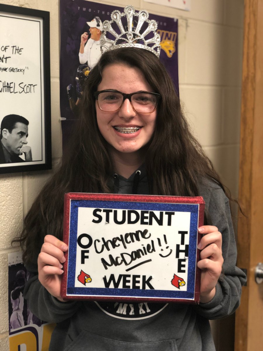 Congratulations to this week's <a href="/EarlhamSchools/">Earlham Schools</a> HS Student of the Week, Cheyenne McDaniel. MacKenzie says, "She is always helpful and whenever people have questions she is there to answer them.She is very responsible and takes responsibility for her actions." Way to go! #ECSDCards