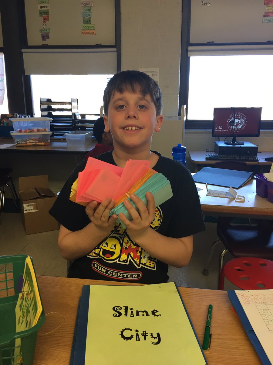 poupard3rd's tweet photo. 3rd Grade students had their first Slime City payday today. Here are our Mini Society treasurer, accountants, interview committee members and money cutters. Way to work together, team!
@HussainAli_edu @Poupard_Dragons @GPSchools 
#minisociety
#payday https://t.co/fhiO8L3CYg