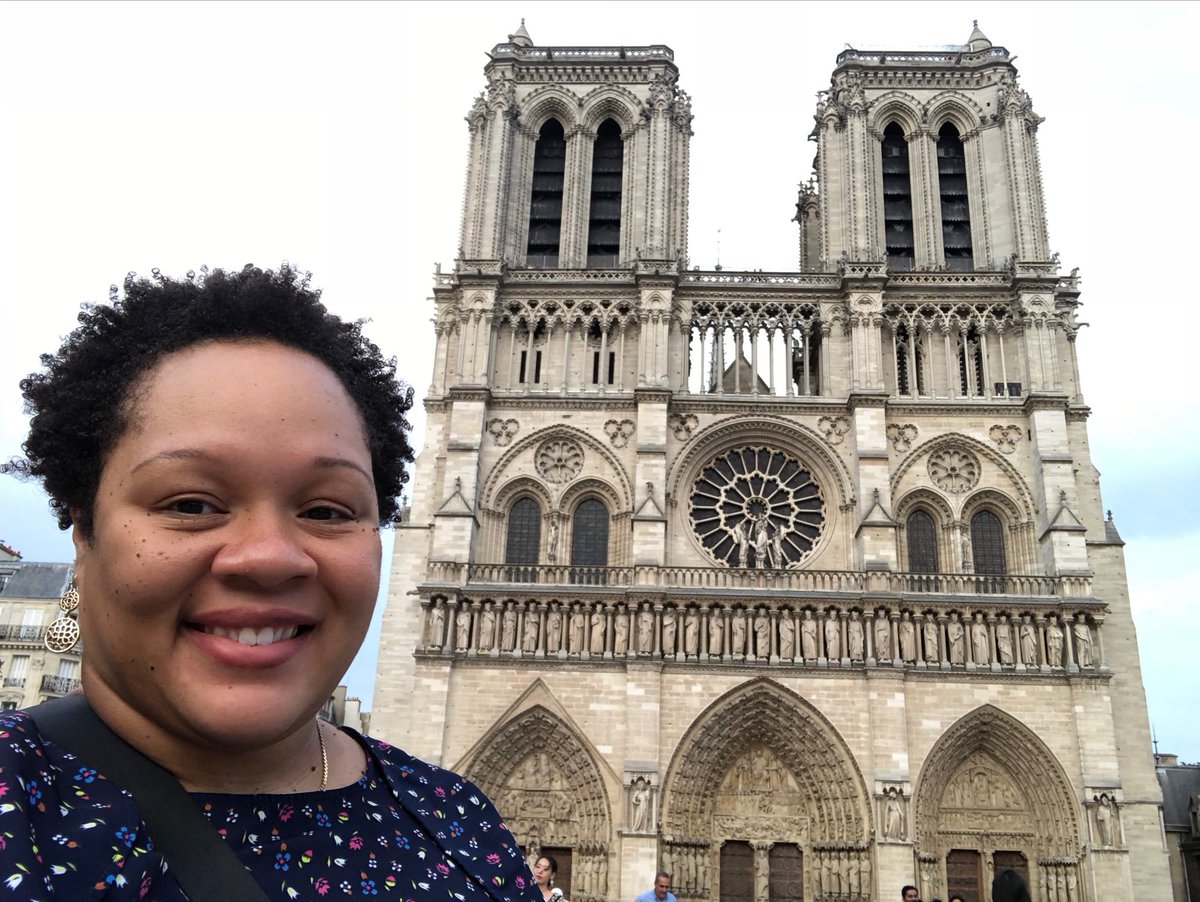 Yamiche's tweet photo. Praying during this Holy Week for the safety of the firefighters working to contain the flames at Notre Dame Cathedral and for the future of this beautiful monument to faith.  I always gasp every time I see the cathedral because it is truly stunning. https://t.co/yLZb030VDs