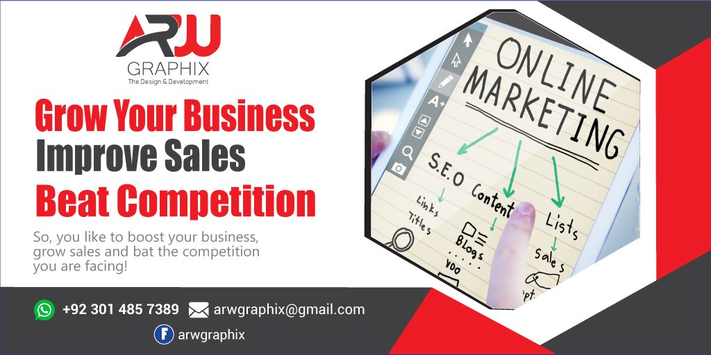 ArwGraphix's tweet photo. 👉#ARW 🖼#GRAPHIX
The #Design &amp;🏅 #Development
#Digital 📢#Social #Marketing
So, you like to boost your 👍business, 👉grow 💯sales and bat the ✔️competition you are facing! 
📞Cell:+ 92 301 4857 389
📨Email: arwgraphix@gmail.com https://t.co/9m1YgfTYyw