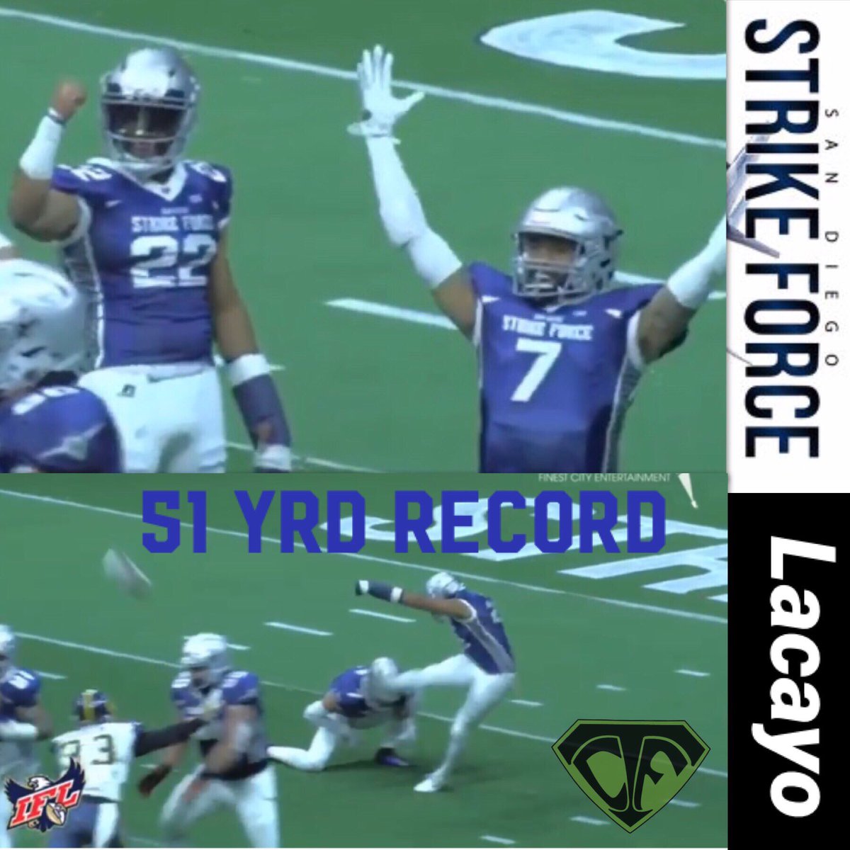 CarneyCoaching's tweet photo. 51 yrd FG record in Pechanga Arena history... Congrats San Diego Strike Force Ernesto Lacayo...and Congrats on the Strike Force victory!!!
#CTFstrong #SanDiegoStrikeForce #IFL #Kick #lacayokicking #pechangaarenasandiego #Football #C4 #Clutch #CarneyCoaching https://t.co/EG4CNVjbBd
