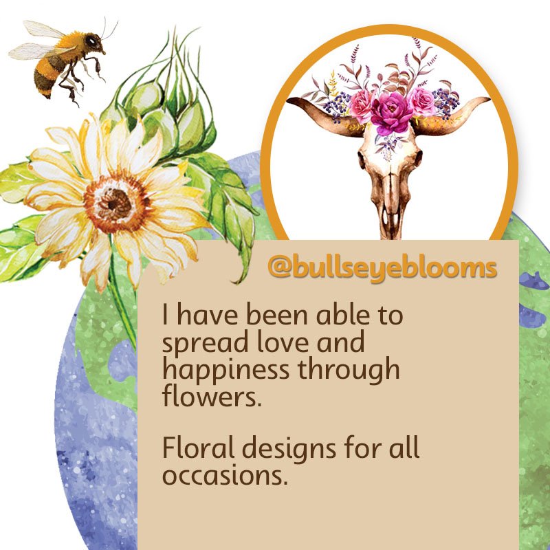 fb_skinstudio's tweet photo. Introducing Bulls Eye Blooms!! Bulls Eye Blooms creates floral designs ranging fr bouquets and tiaras for all occasions spreading love and happiness through flowers. Bulls Eye Blooms will have a pop-up station at our day spa retailing some of their beautiful creations. https://t.co/JcMUzVCOSG