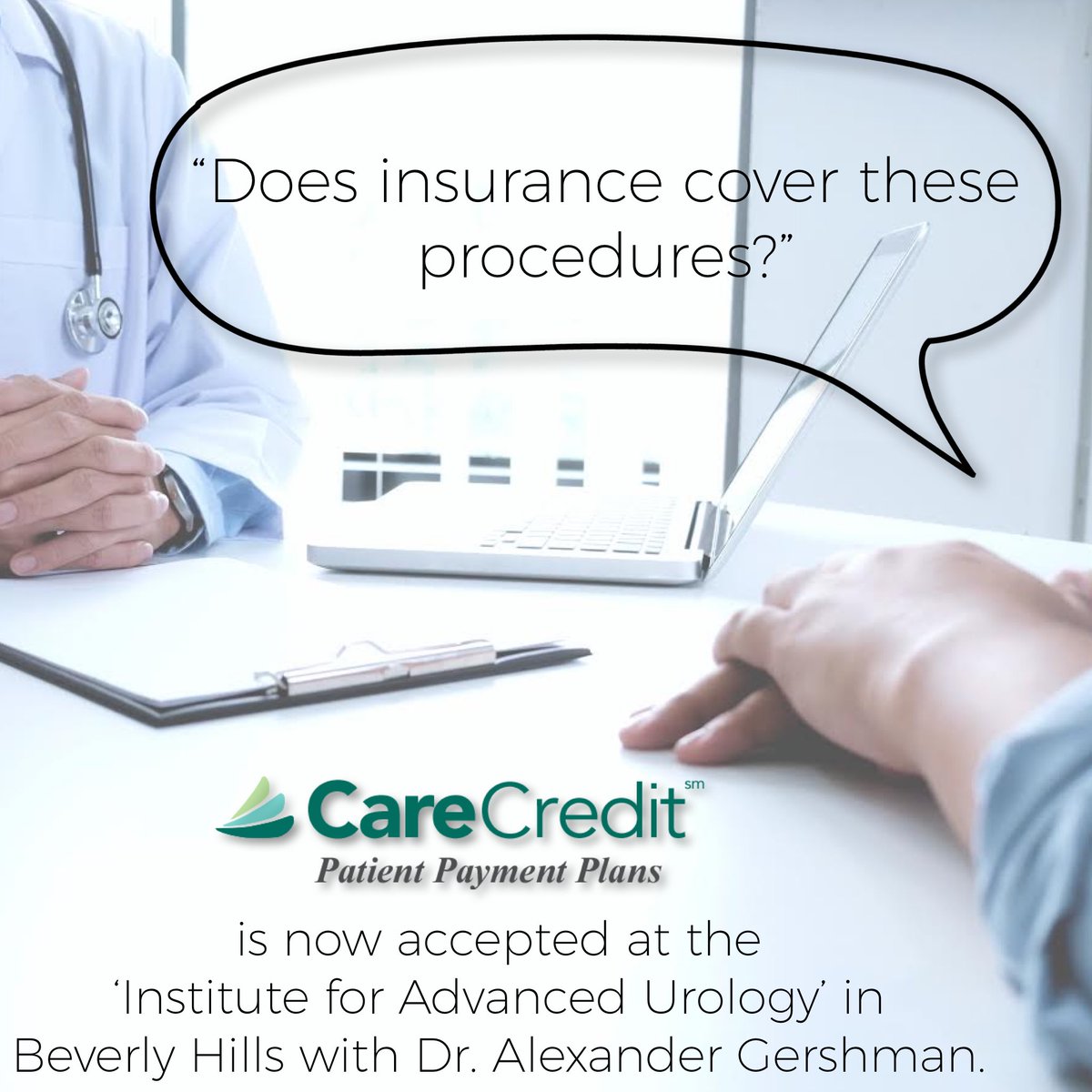 Currently the CaverStem™ procedure is not covered by health insurance plans. At the ‘Institute for Advanced Urology’ Dr. Alexander Gershman the procedure can be financed through CareCredit. 310.623.1911

#ed #men #socal #california #cali #hollywood #erectiledysfunction #male #ed
