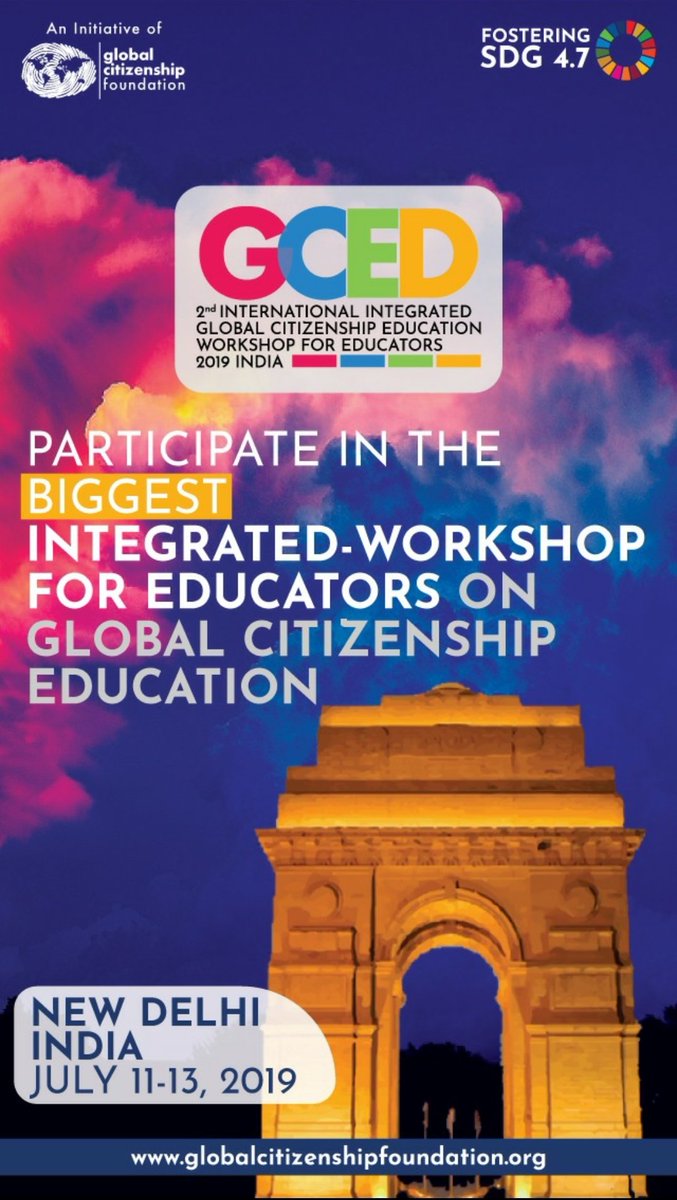 CitizenshipFund's tweet photo. Save the dates July 11-13, 2019. Come join us in New Delhi to celebrate &amp; foster #GlobalCitizenshipEducation at the 2nd Intl Capacity-Building #GCED Workshop for Educators!

https://t.co/aeMO45HNpo 

#globaled #edchat #edleaders #SDGs #SDG4 #teachsdgs #globalcitizenship #GCEDWE19 https://t.co/vsKQE9ojhR
