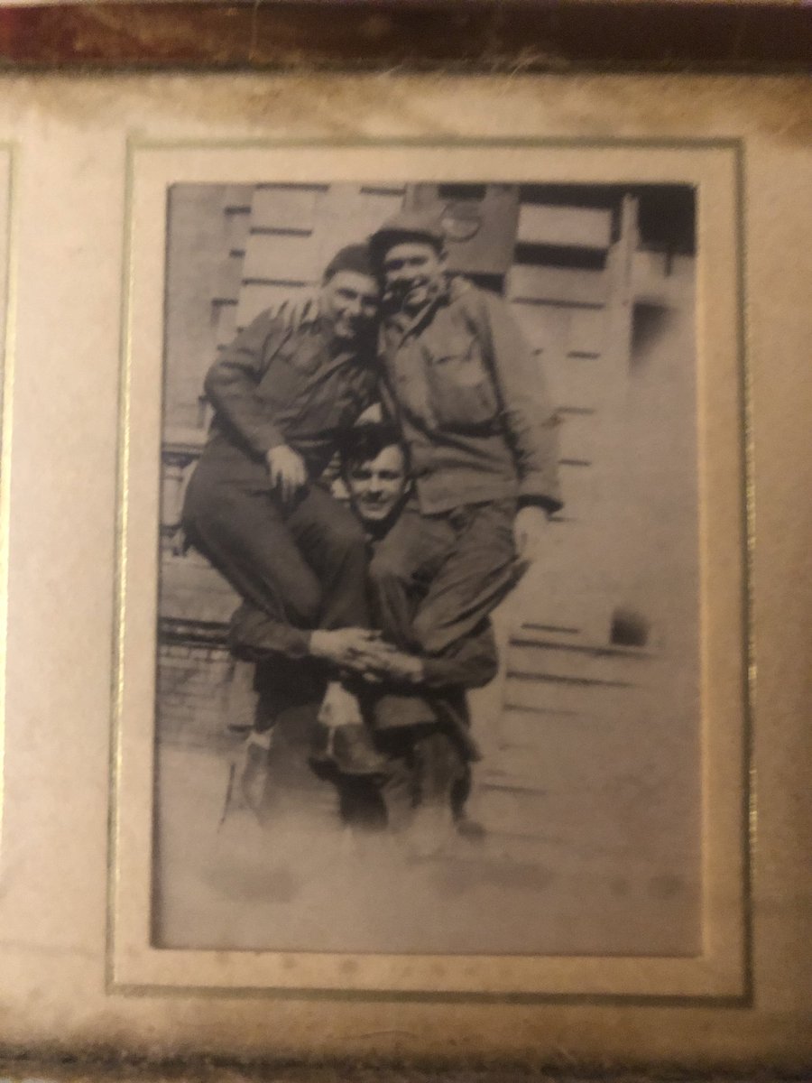 @LinaMalik55 @BarackObama In the center is my grandad, whose 102 birthday would be Wednesday. He and his buddies were outside of #NotreDameCathedral, celebrating the liberation of Paris. There’s another picture of him, standing on his head on top of badly stacked chairs in front of the iconic NDame doors