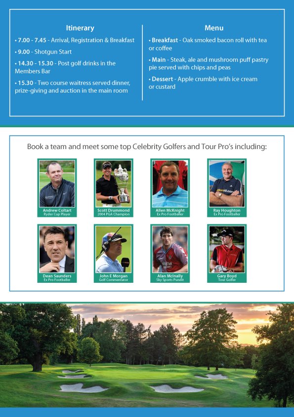 Who would like to play in an awesome golf day and have a give a bit to charity, have a chance to meet <a href="/DJSpoony/">DJ SPOONY</a> <a href="/AndrewColtart/">Andrew Coltart</a> <a href="/mattletiss7/">Matt Le Tissier ✝️</a> <a href="/scottGdrummond/">Drum</a> <a href="/jemorgan77/">john e morgan</a> <a href="/GaryBoyd86/">Gary Boyd</a> <a href="/AlanMcInally/">Alan McInally</a> <a href="/goaliemck1/">Allen McKnight</a> sponsored by <a href="/yourgolftravel/">Your Golf Travel</a> very limited spaces