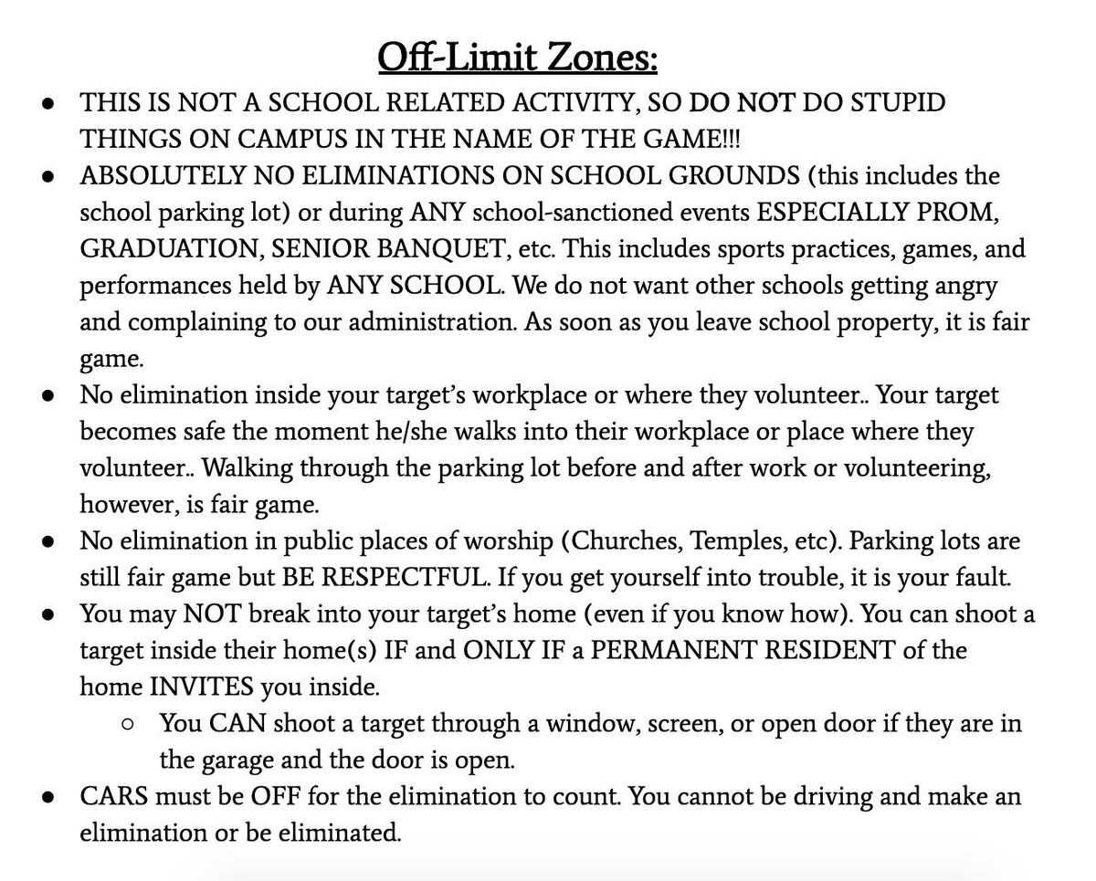 thsSeniorA's tweet photo. 🚨 ATTENTION TREMPER SENIORS🚨 Are you ready for the 2019 Senior Assassin? Rules are listed below. Contact information to join is in the pictures below. Kickoff is Sunday, May 6th. Cost is $2 and must be paid before targets are assigned. Don’t Delay! Sign up before it's too late! https://t.co/UxYUHTC9jk