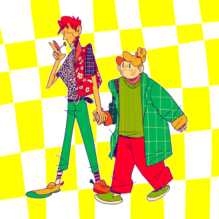 nicoima's tweet photo. tired punk and the banana-haired boy he has a crush on 🍓🍌

💚 https://t.co/k2XsttySg8 https://t.co/rQxMA4su3g
