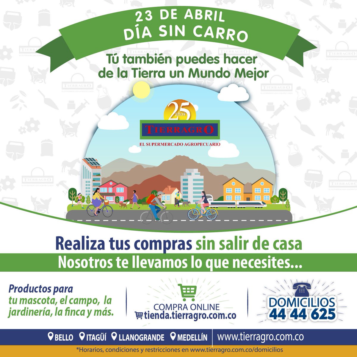 TIERRAGRO's tweet photo. ¡Despreocúpate! 
En el día sin carro te llevamos lo que necesites. 🤩🛵

#Tierragro #Medellín #Itagüí #Bello #Llanogrande
#Díasincarro #Domicilios 
#Tiendavirtual 
#Comodidad https://t.co/YI7wWKl8I6