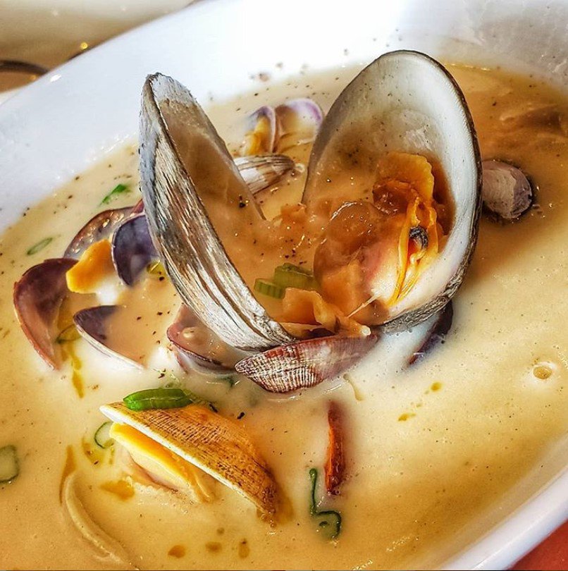 Our clam chowder has just the right potato:clam:bacon ratio! PC <a href="/kalofagas/">Kalofagas Greek Food</a>