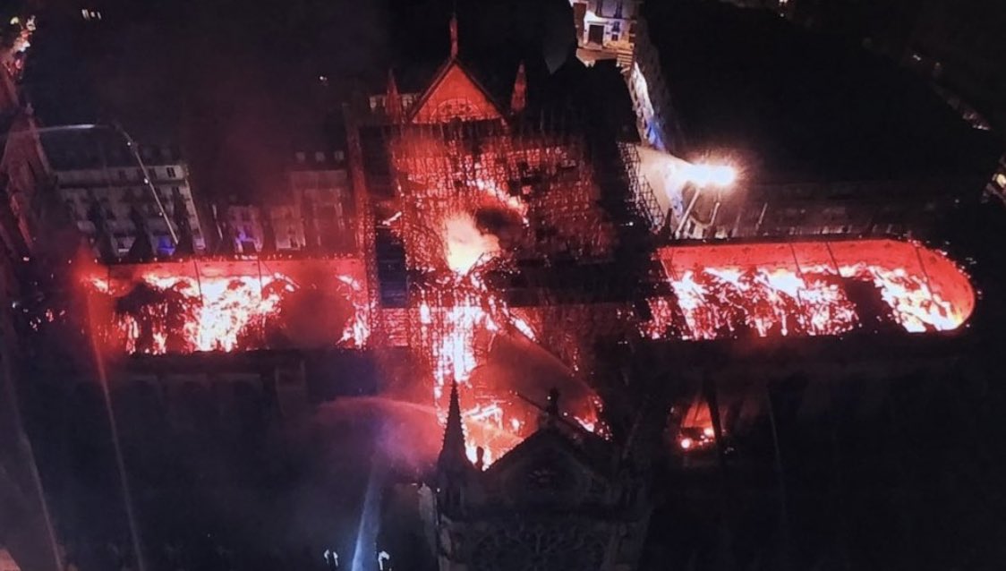 TRVLCreative's tweet photo. BRAKING: French official says the stone structure of Notre-Dame has been saved from "total destruction" https://t.co/3wvisw51Q1