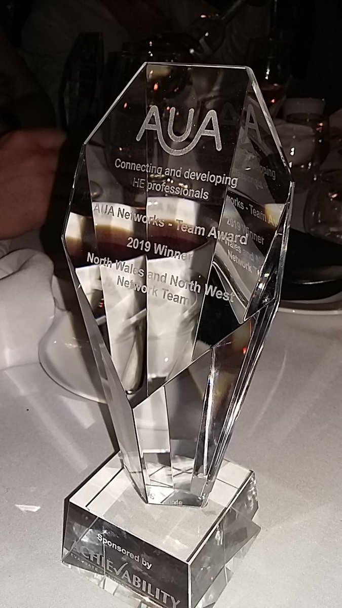 EllieAppo's tweet photo. The awards are flowing! Network team award for @auanwnw network, &amp; member of the year award for Michael @AUA_LJMU! #aua2019 https://t.co/FdhLCuDgCp