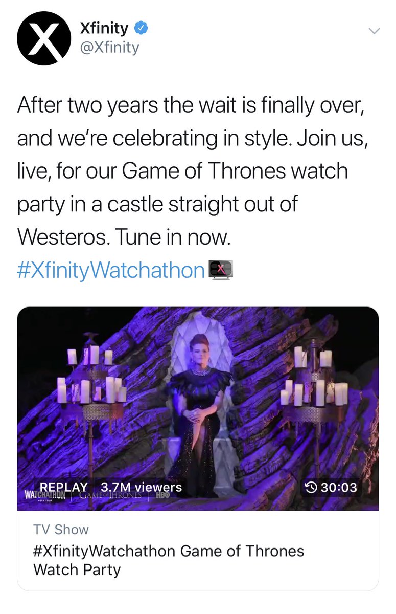 Boomshakalakaa's tweet photo. Oh heyyy 3.7 million views.... . @Xfinity @HBO @GameOfThrones @Twitter @ryanmalaty @CinematicEscape @GigiWatson9 @therealXXXY #winterishere #setfamily #grateful #gameofthrones #XfinityWatchathon https://t.co/JcpjxVPLEh