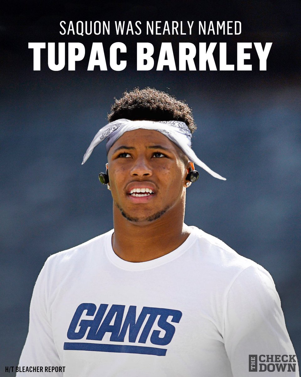 thecheckdown's tweet image. Saquon’s dad wanted to name his son “Tupac Makaveli Barkley”. 💯🙌