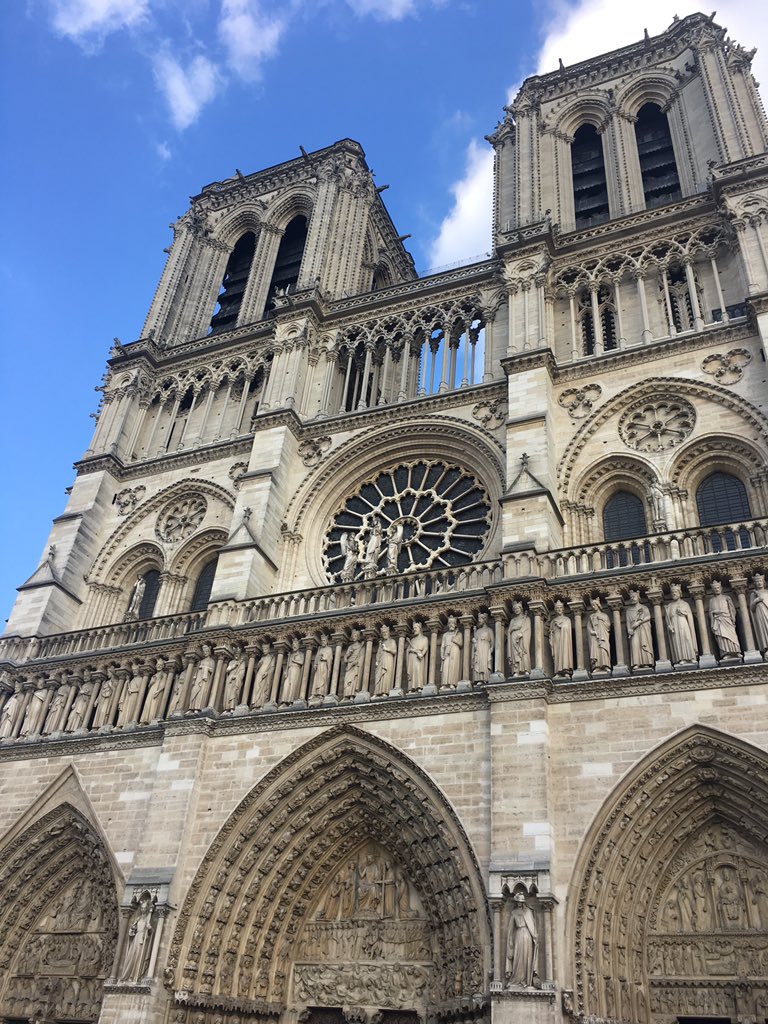 Yvonnegorman's tweet photo. I took this picture yesterday. I decided not to queue to go inside. “Oh, I’ll do it another time, it’ll be there forever.” After tonight’s devastating news, I’ve missed out on seeing it’s beauty. Lesson learned; don’t wait, don’t hesitate, get on and do it. #NotreDamedeParis https://t.co/WEx5Fj6XYL
